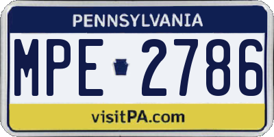 PA license plate MPE2786