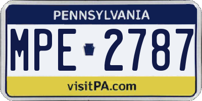 PA license plate MPE2787