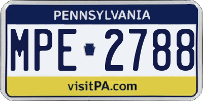 PA license plate MPE2788