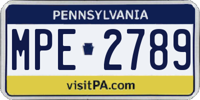 PA license plate MPE2789