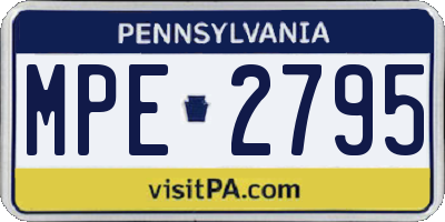 PA license plate MPE2795