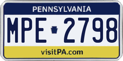 PA license plate MPE2798
