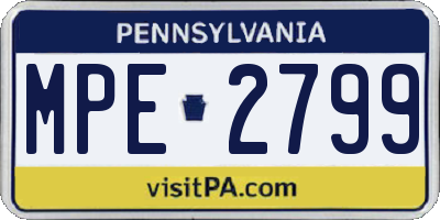 PA license plate MPE2799