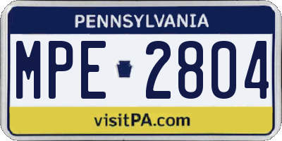 PA license plate MPE2804