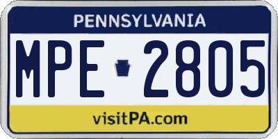 PA license plate MPE2805