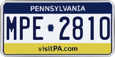 PA license plate MPE2810