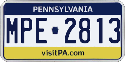 PA license plate MPE2813