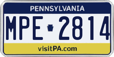 PA license plate MPE2814