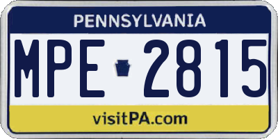 PA license plate MPE2815