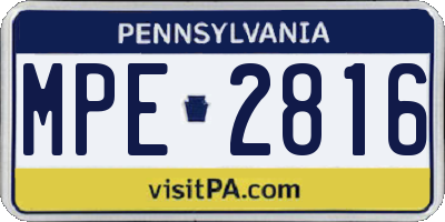 PA license plate MPE2816