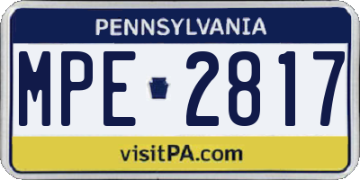 PA license plate MPE2817