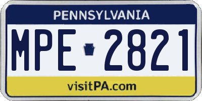 PA license plate MPE2821