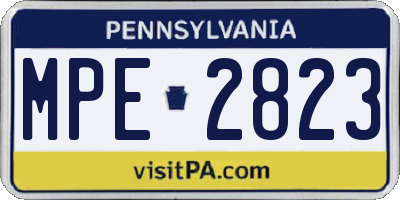 PA license plate MPE2823