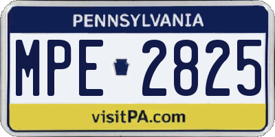 PA license plate MPE2825
