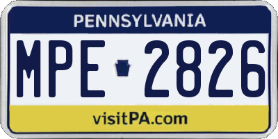 PA license plate MPE2826