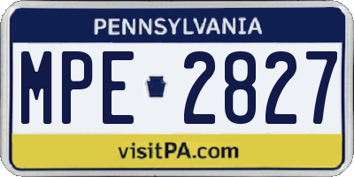 PA license plate MPE2827