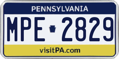 PA license plate MPE2829