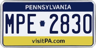 PA license plate MPE2830