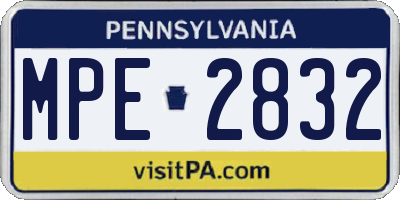 PA license plate MPE2832
