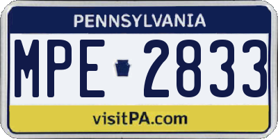 PA license plate MPE2833