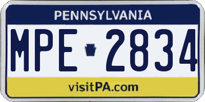 PA license plate MPE2834