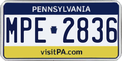 PA license plate MPE2836