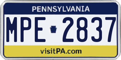 PA license plate MPE2837