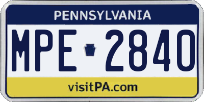 PA license plate MPE2840