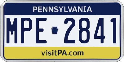 PA license plate MPE2841