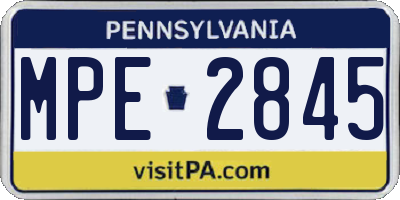 PA license plate MPE2845