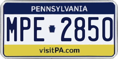 PA license plate MPE2850
