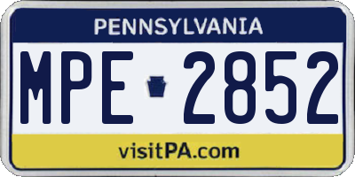 PA license plate MPE2852