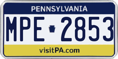 PA license plate MPE2853