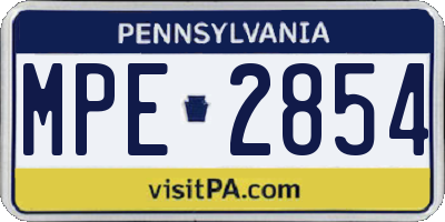 PA license plate MPE2854