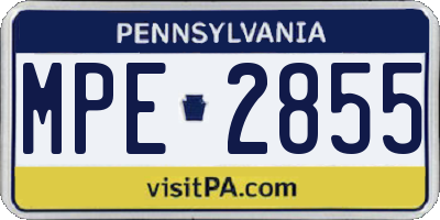PA license plate MPE2855