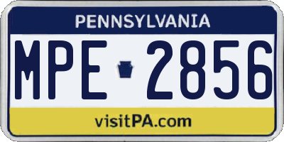 PA license plate MPE2856