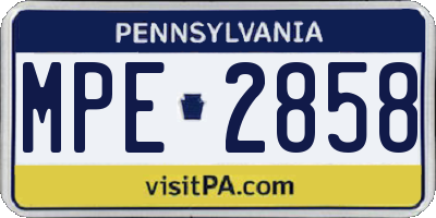 PA license plate MPE2858