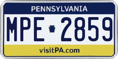PA license plate MPE2859