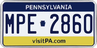 PA license plate MPE2860