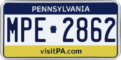 PA license plate MPE2862