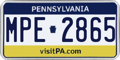 PA license plate MPE2865