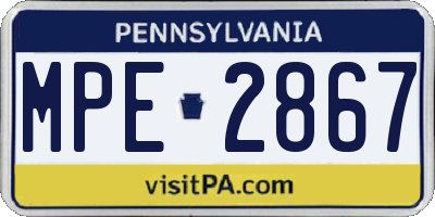 PA license plate MPE2867