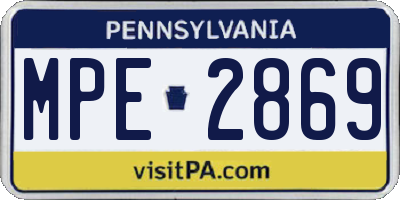 PA license plate MPE2869