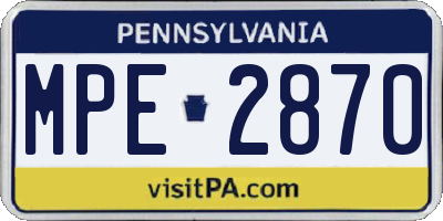 PA license plate MPE2870
