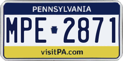 PA license plate MPE2871
