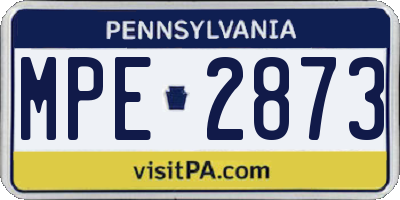 PA license plate MPE2873