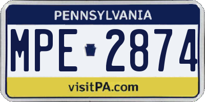 PA license plate MPE2874