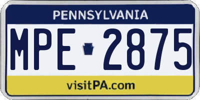 PA license plate MPE2875