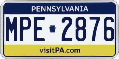 PA license plate MPE2876