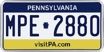 PA license plate MPE2880